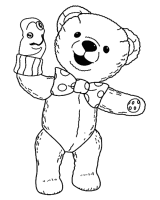 A coloring page of andy pandy